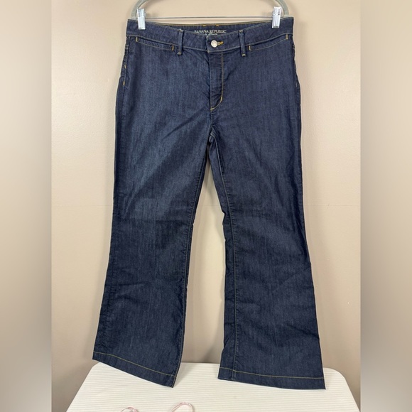 Banana Republic classic wide leg dark denim jean size 12 midrise - Picture 1 of 6